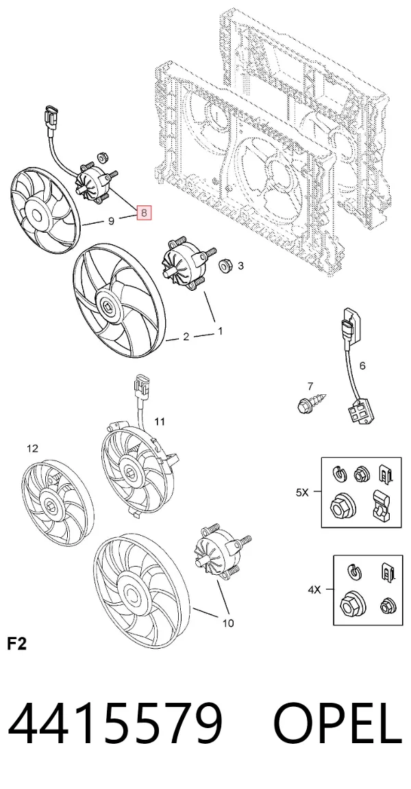 Ventilador del motor 4415579 Opel