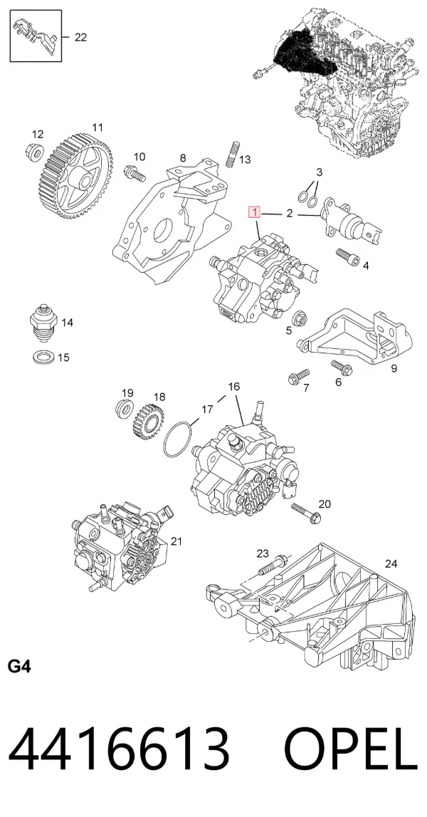 Bomba inyectora 4416613 Opel