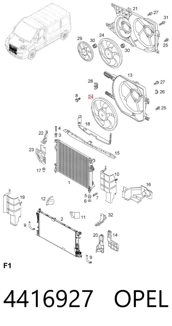 Ventilador del motor 4416927 Opel