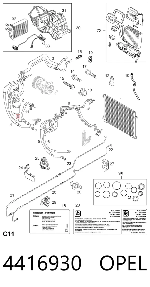 Manguera de aire acondicionado, de deshidratador a compresor 4416930 Opel
