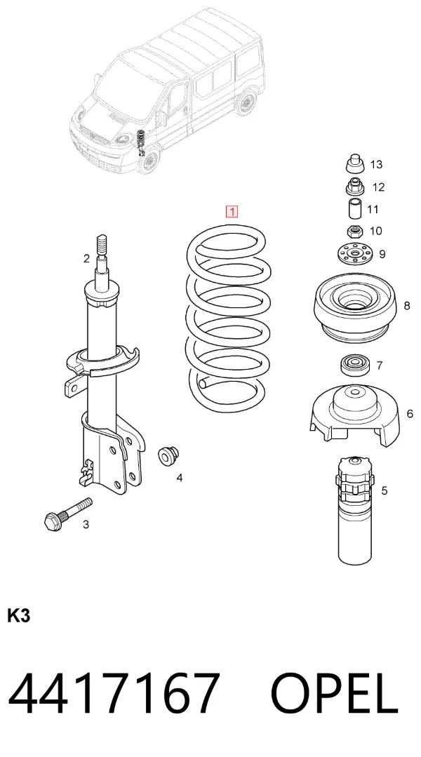 Muelle delantero 4417167 Opel