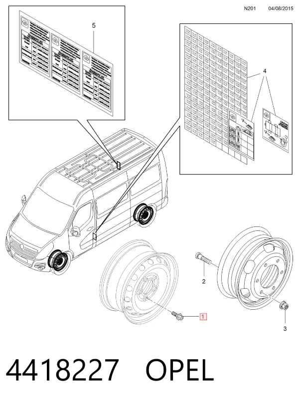 Tornillo de rueda 4418227 Opel