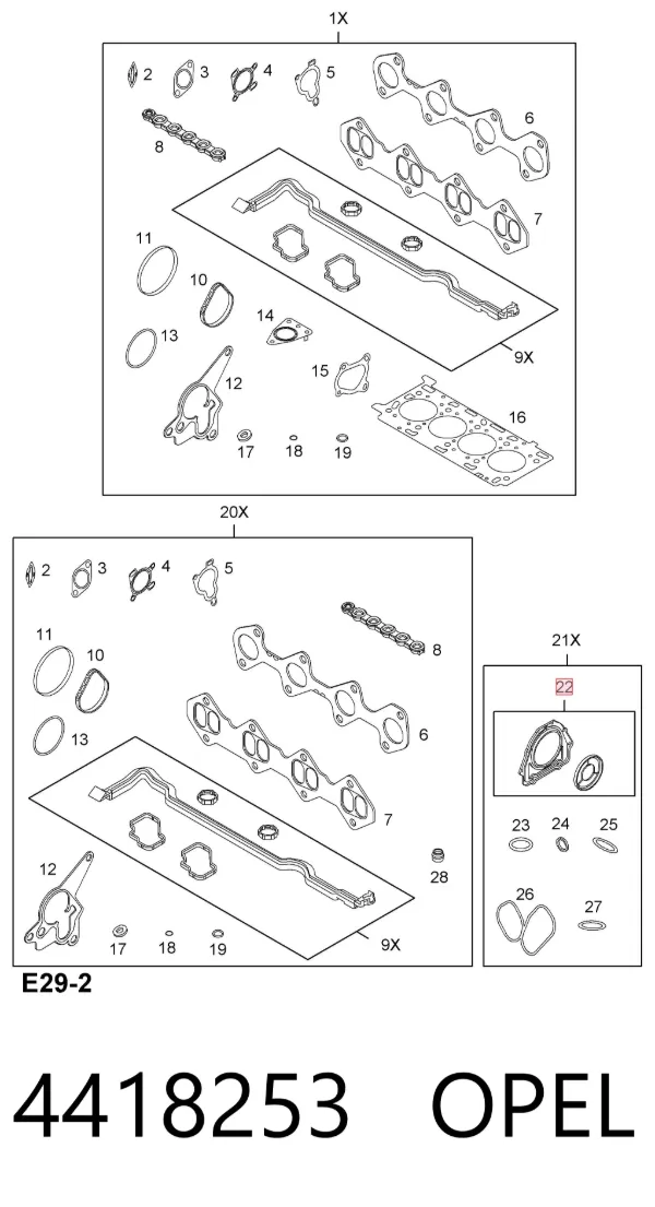 Retén de cigüeñal 4418253 Opel