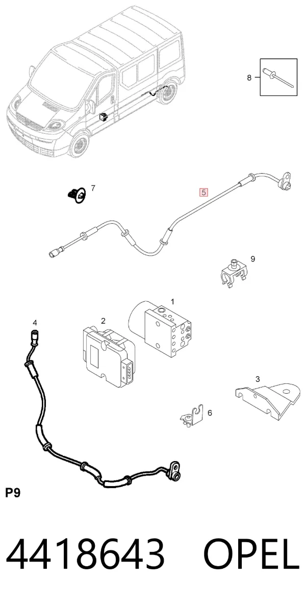 Sensor ABS trasero 4418643 Opel