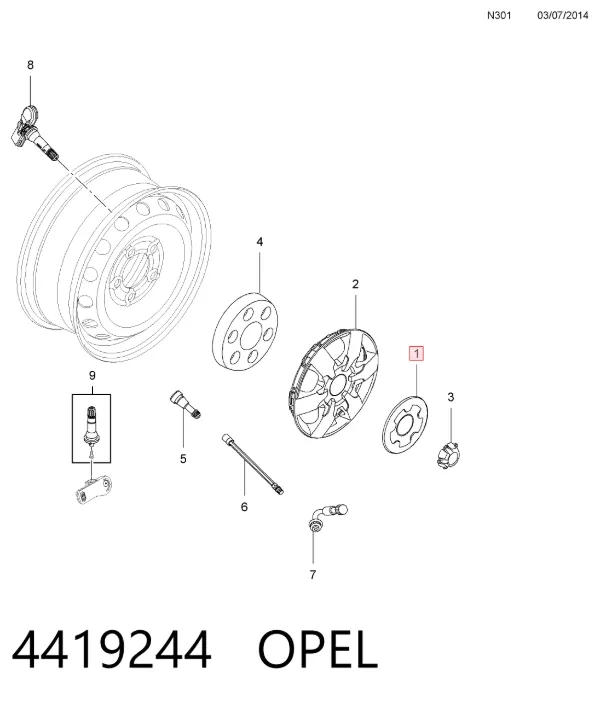 Tapacubos 93197270 Opel