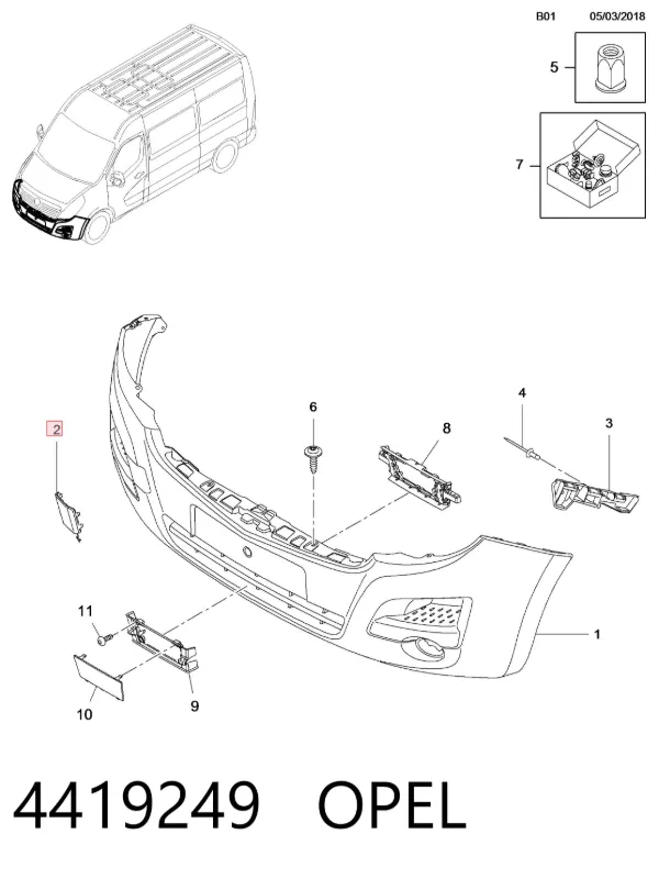 Tapa del enganche de remolcado delantera 4419249 Opel