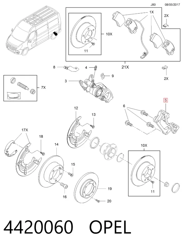 Soporte de la pinza de freno trasera 4420060 Opel