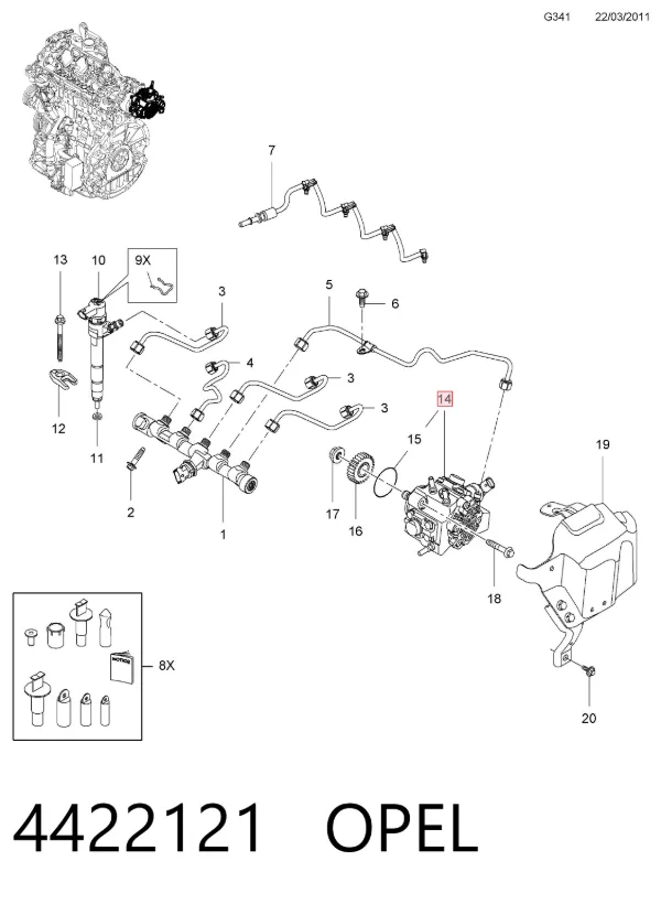 Bomba inyectora 4422121 Opel