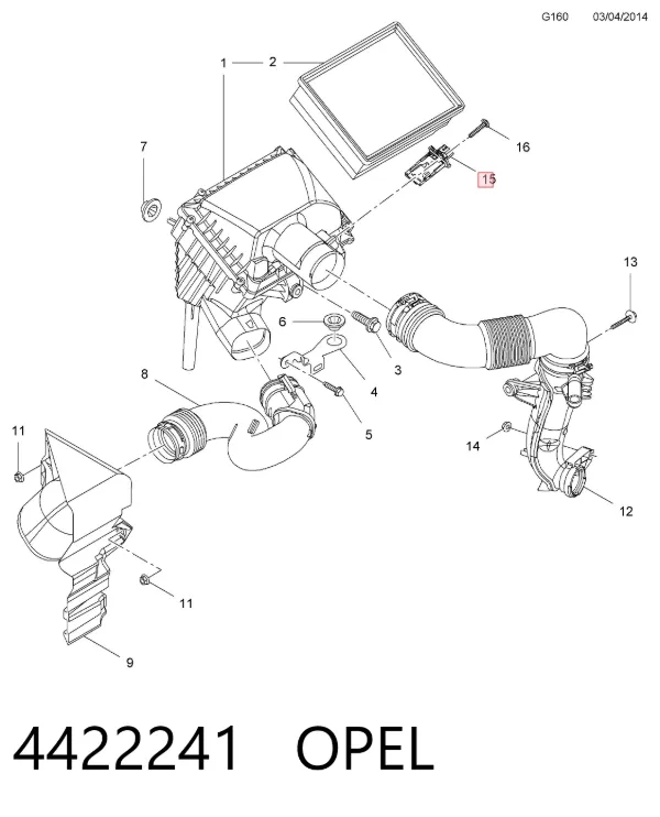 Caudalímetro 4422241 Opel