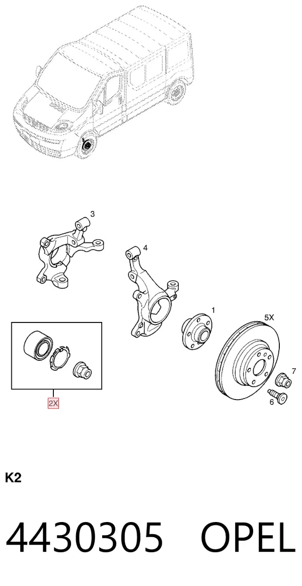 Cojinete de rueda delantero 4430305 Opel