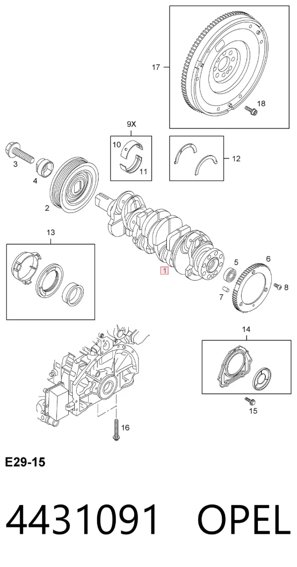 Cigüeñal 4431091 Opel