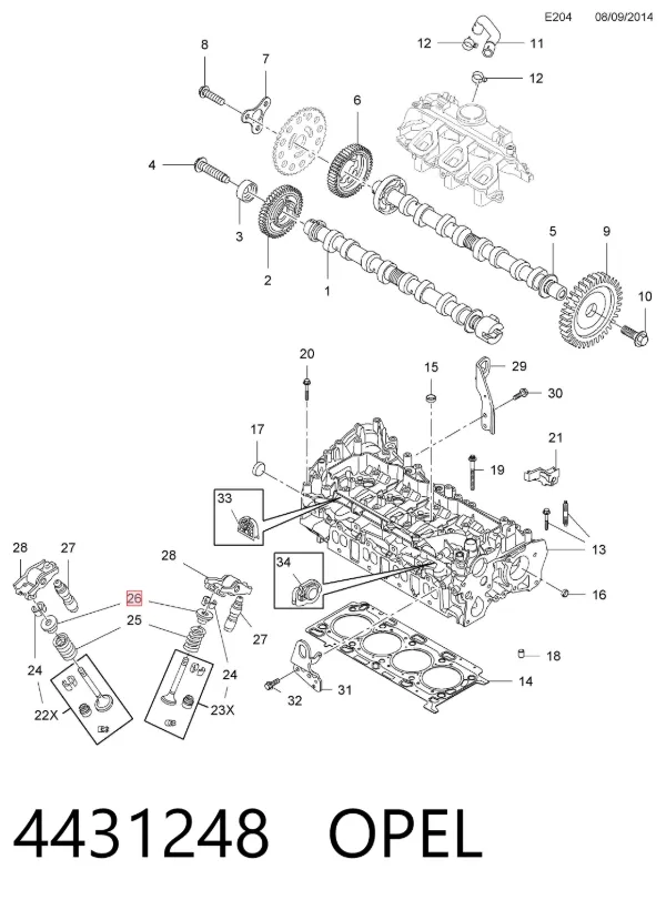 Platillo de resorte de válvula 4431248 Opel