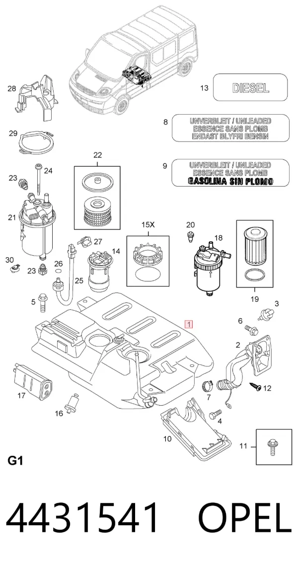 Depósito de gasolina Opel Vivaro A