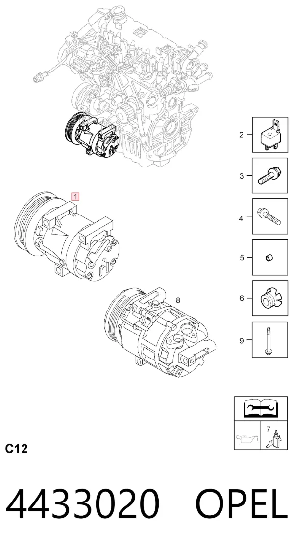 Compresor de aire acondicionado 4433020 Opel