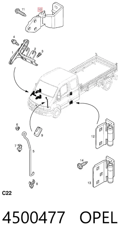 Bisagra de puerta delantera OPEL 4500477