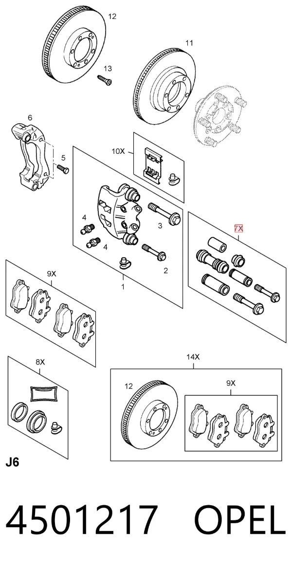 Kit de reparación de pinzas de freno 4501217 Opel