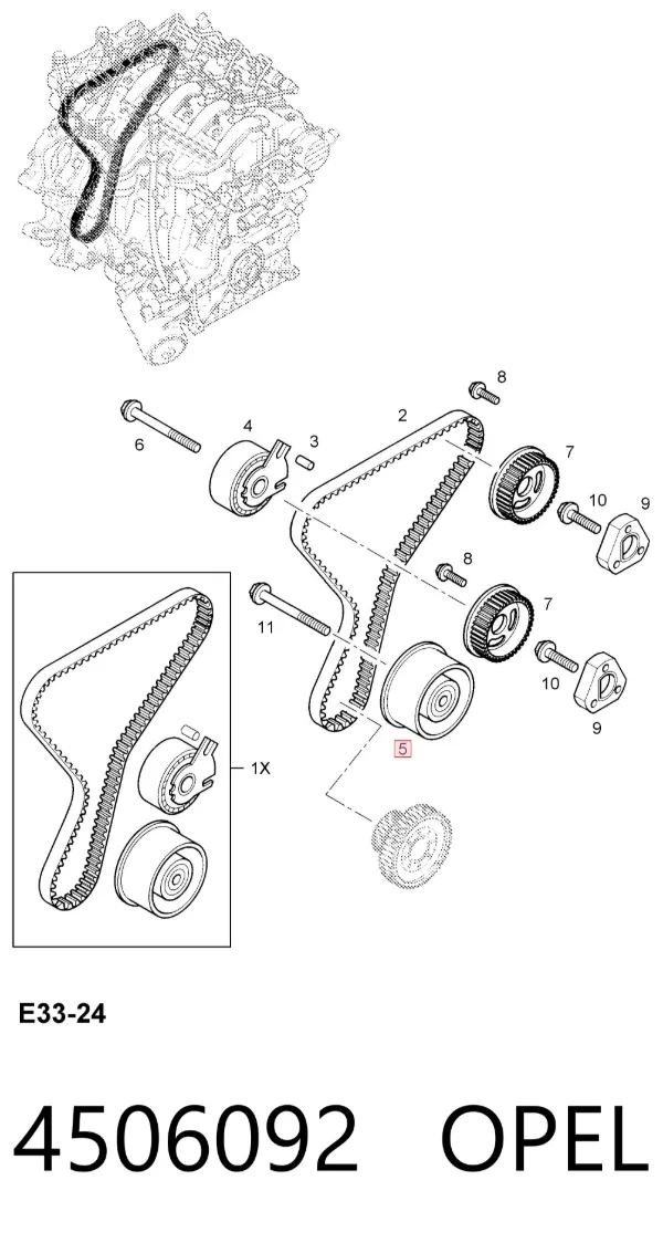 Polea correa distribución 4506092 Opel