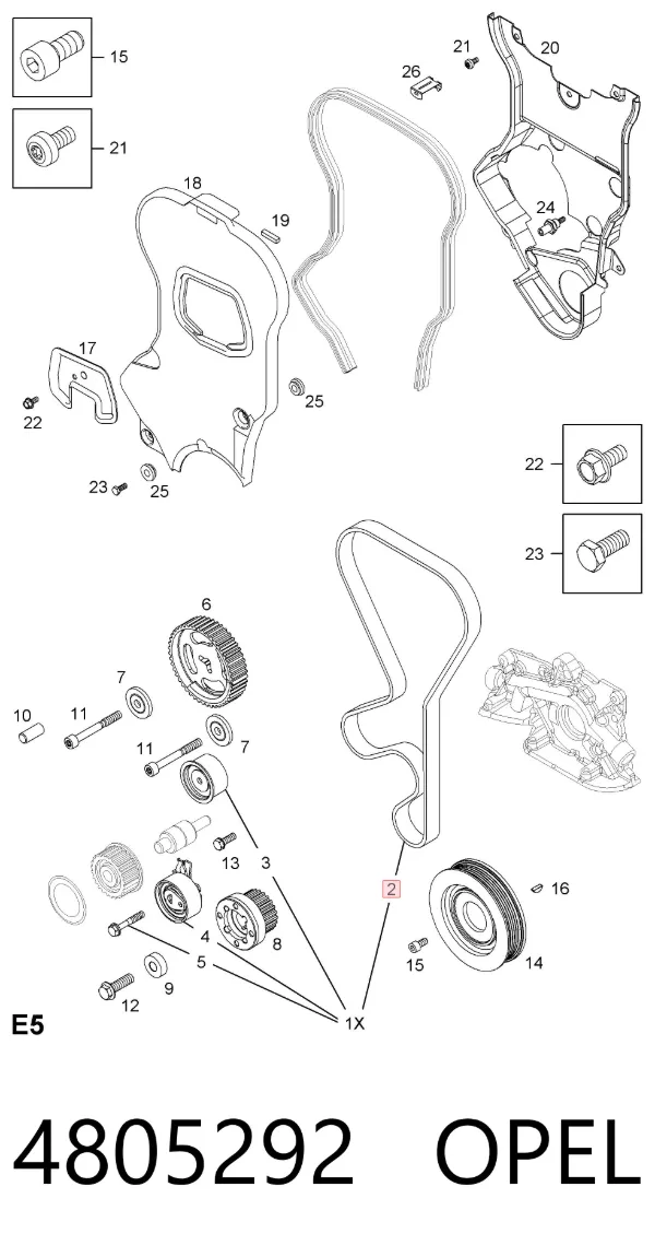 Correa distribución 4805292 Opel