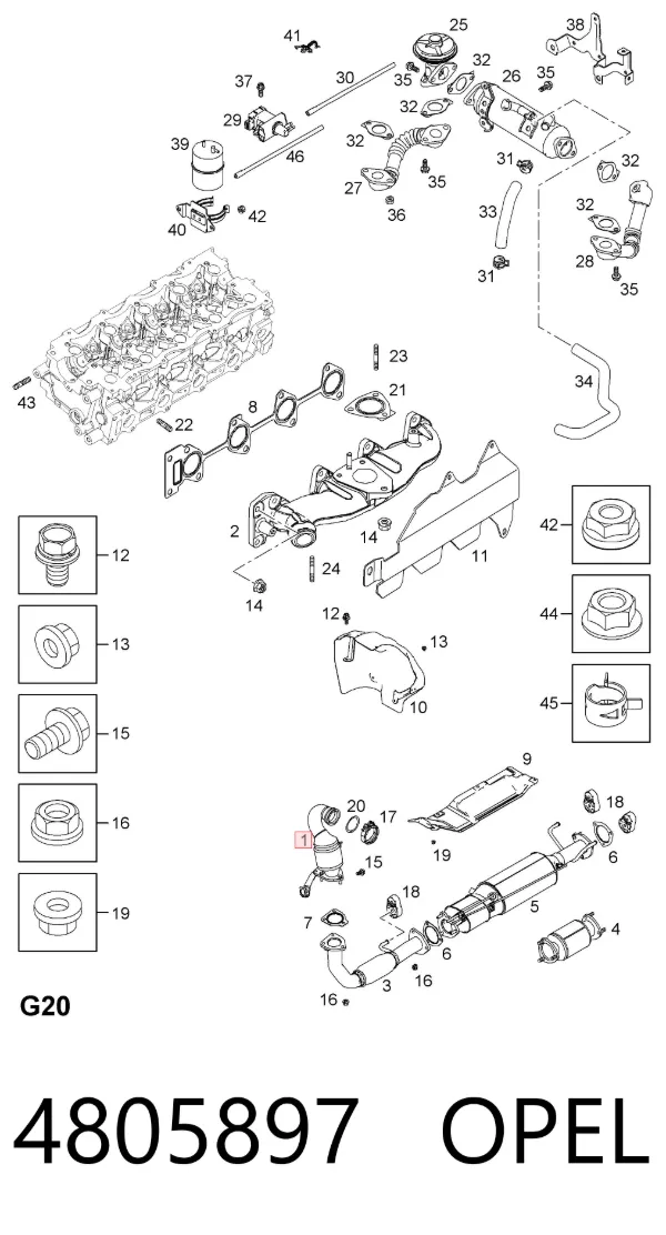 Catalizador 4805897 Opel