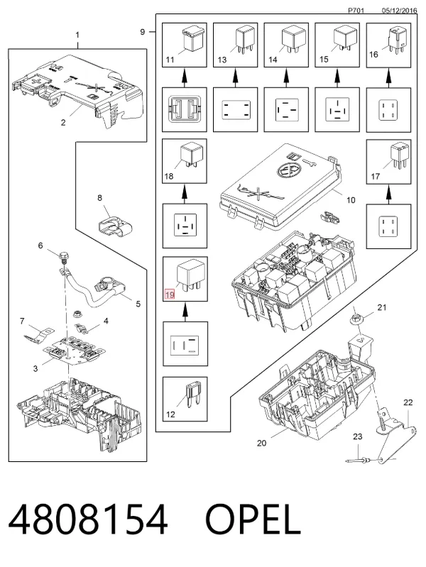 Relé de intermitentes 4808154 Opel