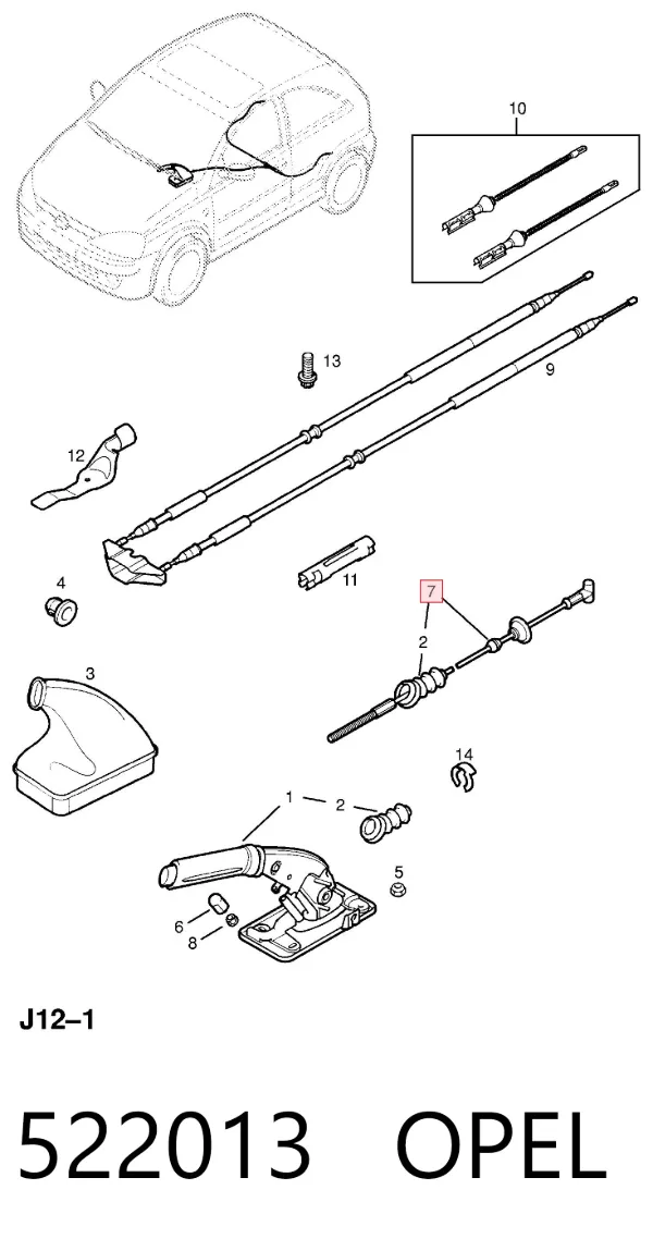 Cable de freno de estacionamiento delantero 522013 Opel
