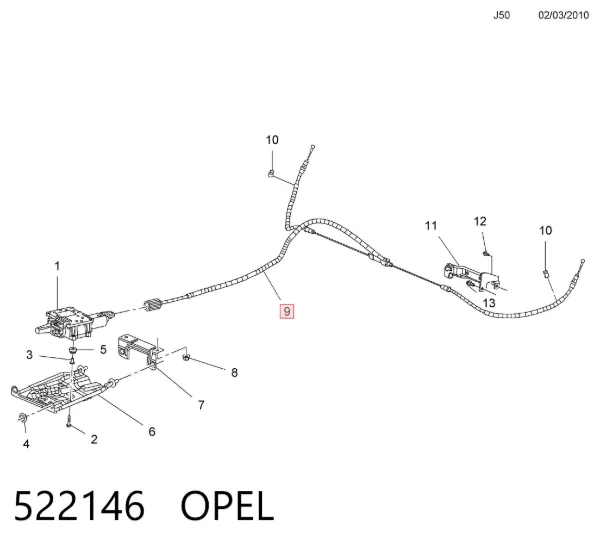Cable de freno de mano, juego para automóvil 522146 Opel
