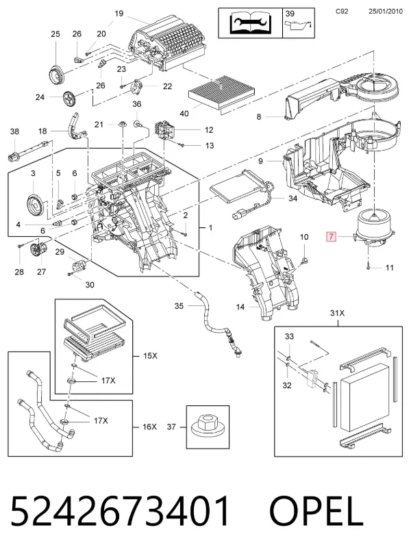 Ventilador habitáculo 5242673401 Opel