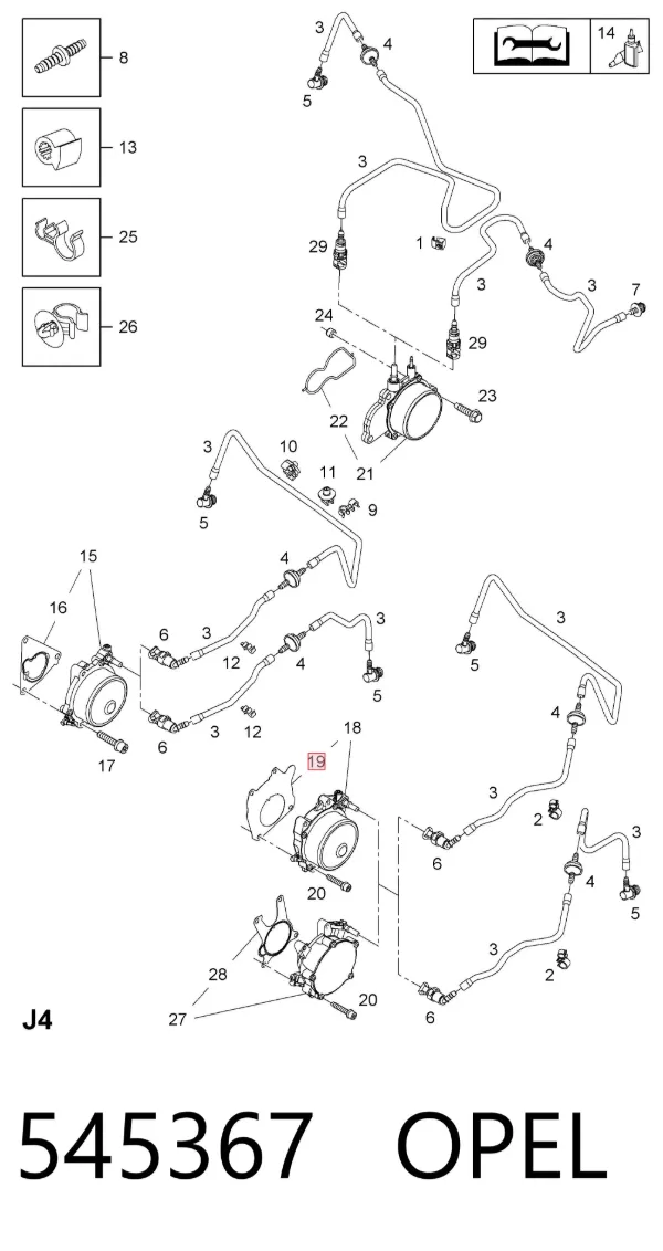 Junta de la bomba de vacío 545367 Opel