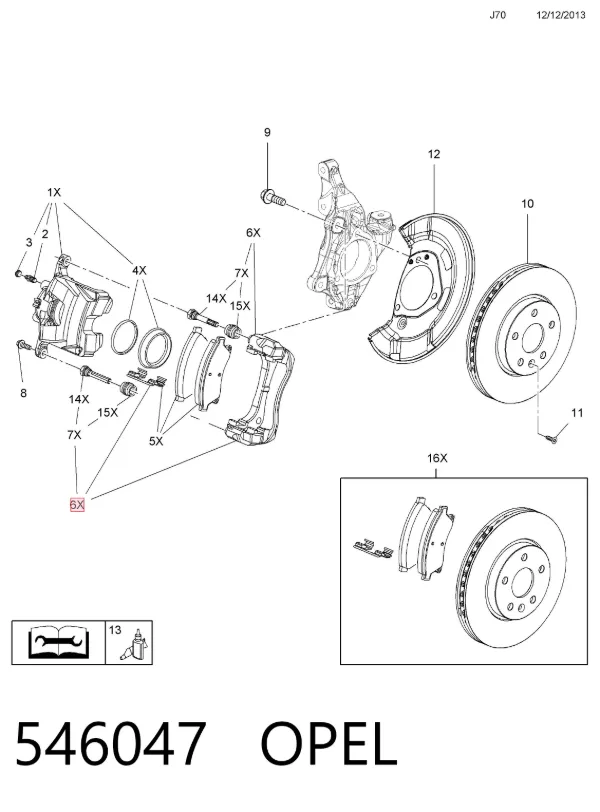 Soporte de la pinza de freno delantera 546047 Opel