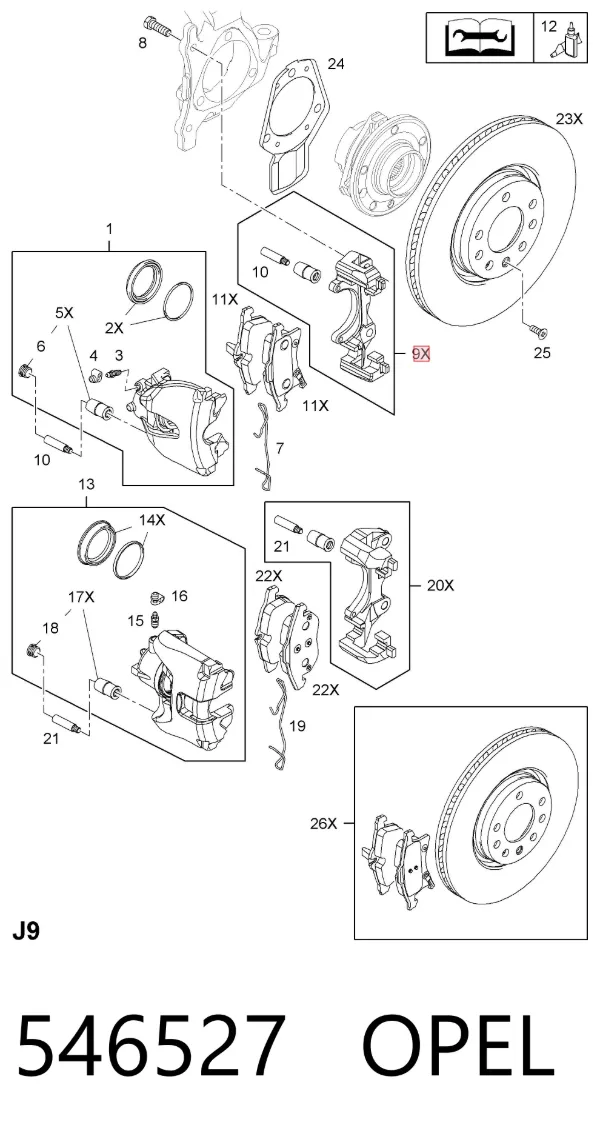 Soporte de la pinza de freno delantera 546527 Opel