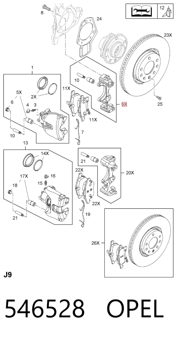 Soporte de la pinza de freno delantera 546528 Opel