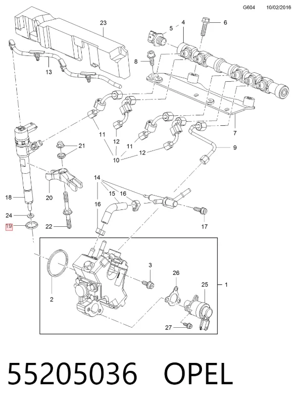 Junta de inyectores 55205036 Opel