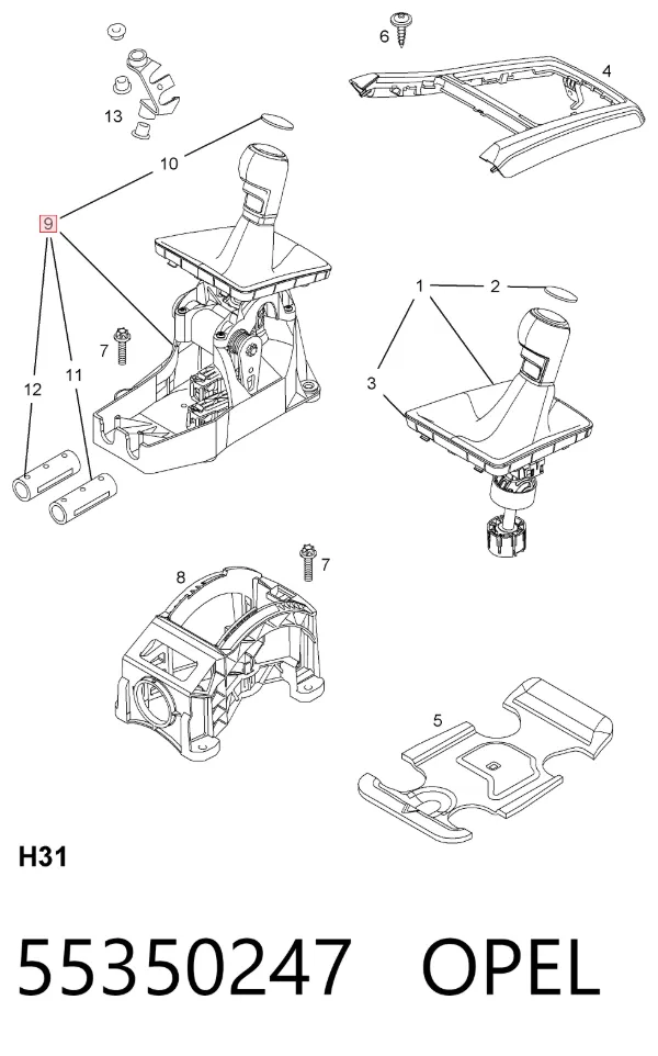 Palanca de cambios 55350247 Opel