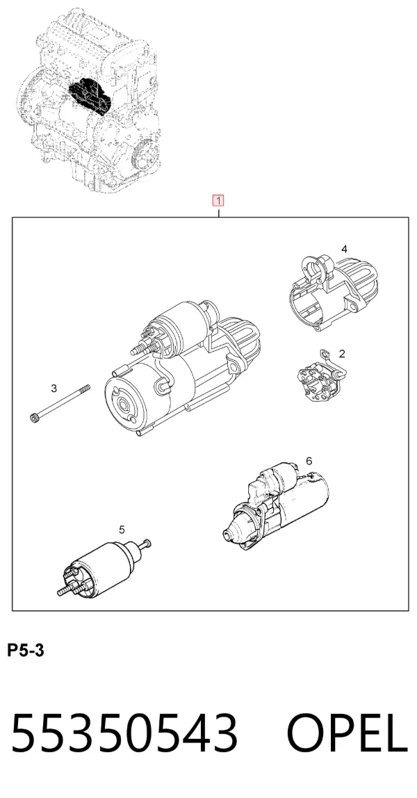 Motor de arranque 55350543 Opel
