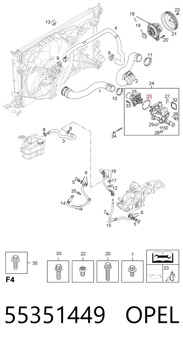 Junta de termostato 55351449 Opel