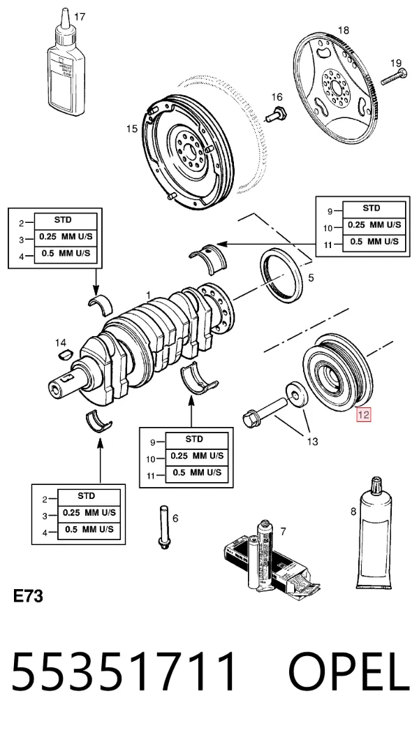 Polea de cigüeñal 55351711 Opel
