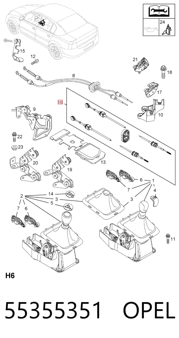 Cables de caja de cambios 55355351 Opel