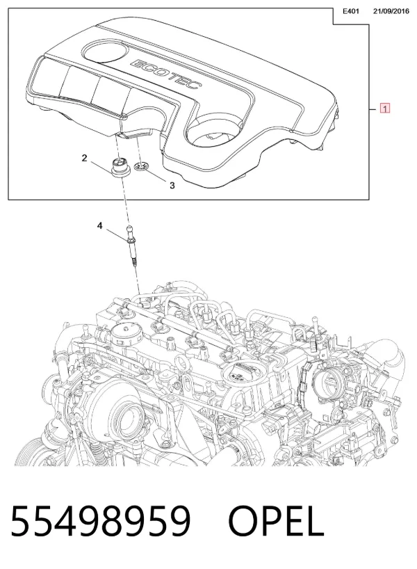 Tapa motor 55498959 Opel