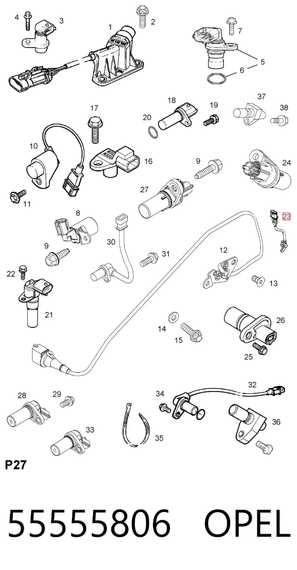 Sensor de cigüeñal 55555806 Opel