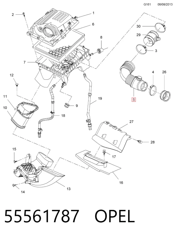 Manguito de aire del medidor de masa de aire Opel Insignia A