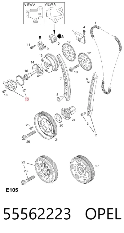 Válvula solenoide de control de posición del árbol de levas OPEL 55562223