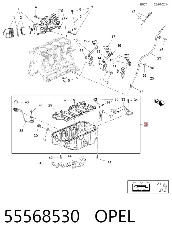 Cárter de aceite del motor 55568530 Opel