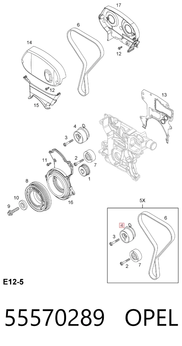Tensor correa distribución 55570289 Opel