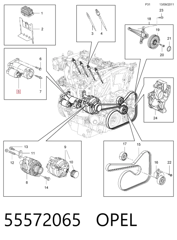 Motor de arranque 55572065 Opel