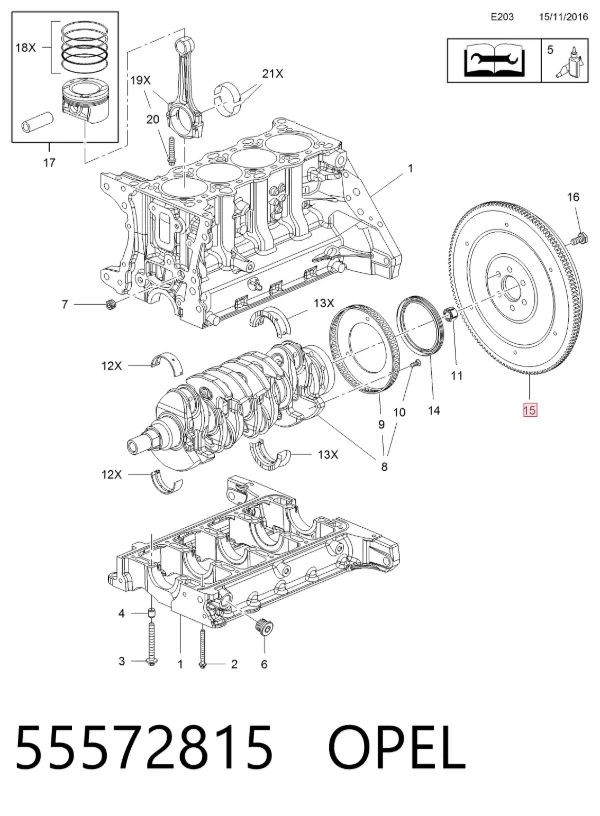 Volante motor 55572815 Opel