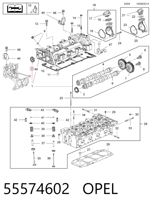 Tapón de la tapa de válvulas 55574602 Opel