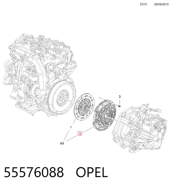 Plato de presión de embrague 55576088 Opel