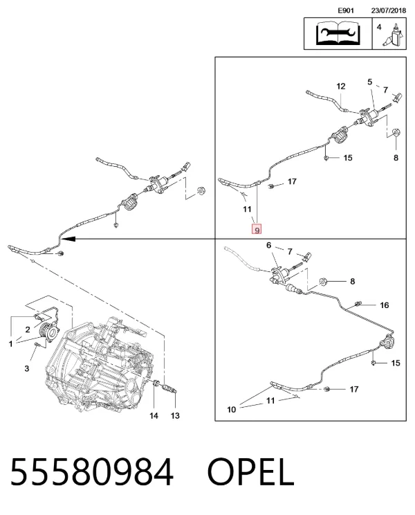 Latiguillo de embrague 55580984 Opel