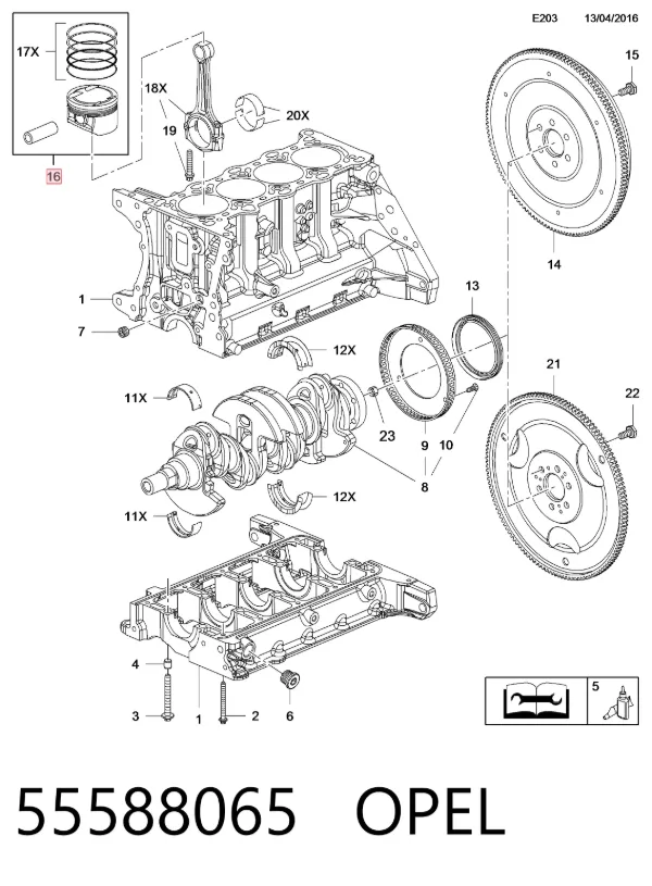 Pistón 55588065 Opel