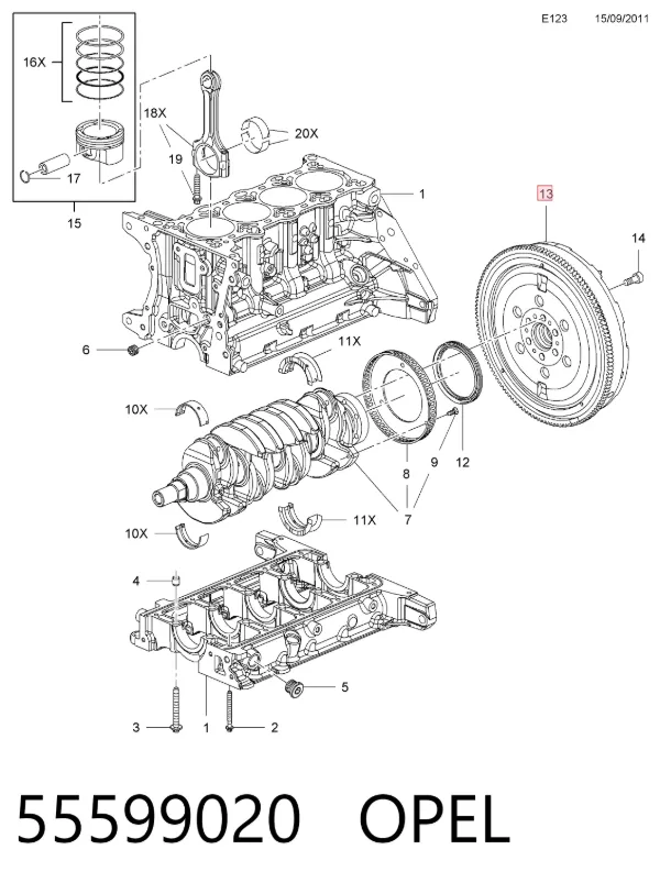 Volante motor 55599020 Opel
